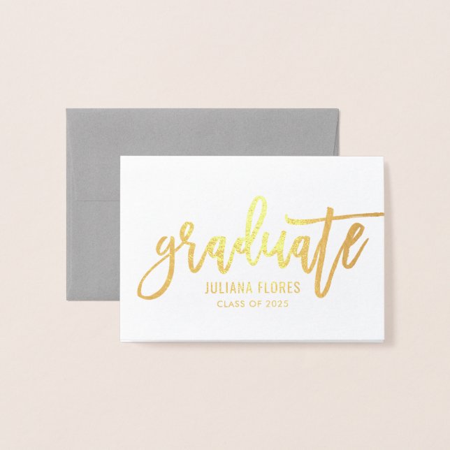 Modern 2025 Personalized Graduate Name Gold Foil Card (Front With Envelope)