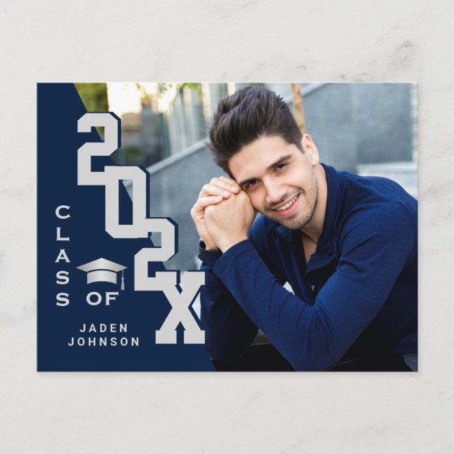 Modern 2025 PHOTO Grad Graduation Party Invitation Postcard (Front)