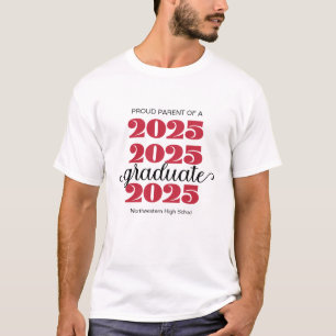 Modern 2025 Proud Parent Red Black Graduate T-Shirt