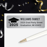 Modern 2025 Silver Graduation Return Address