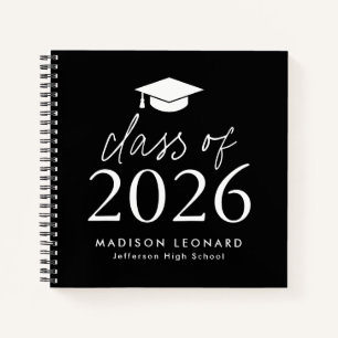 Modern 2026 Black Photo Graduation Guest Book