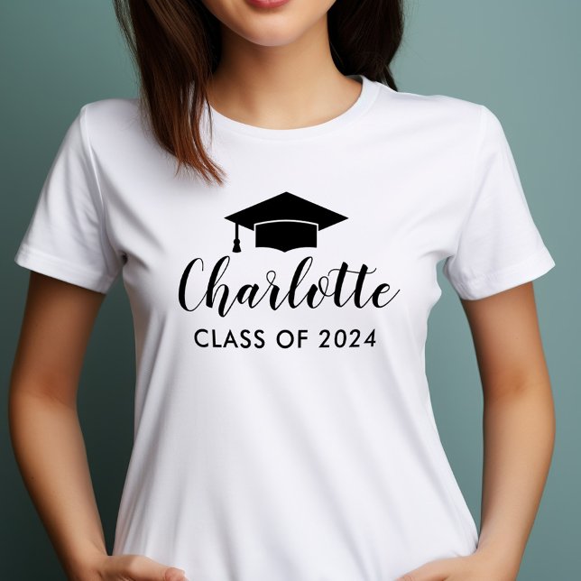 Modern 2026 Black Script Name Photo Graduation T-Shirt (Creator Uploaded)