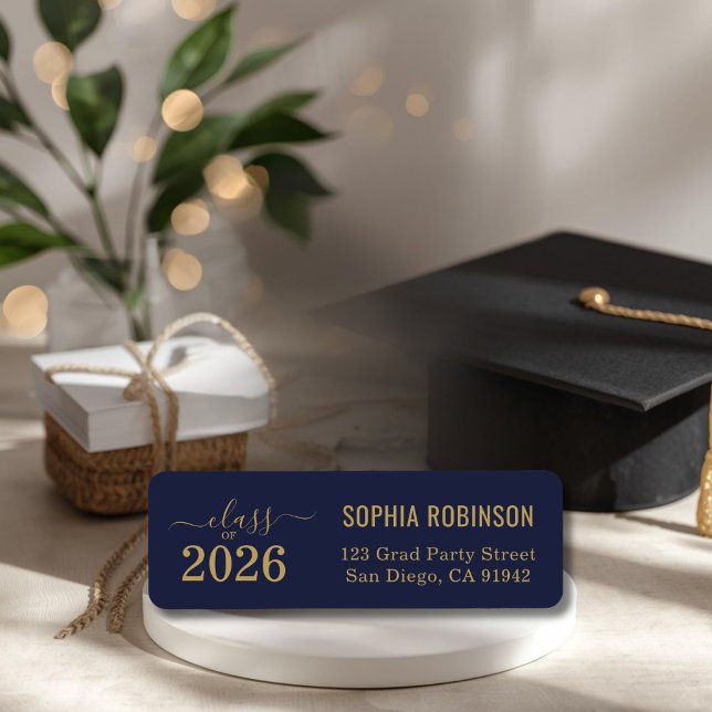 Modern 2026 Blue Gold Script Typography Graduation Label (Creator Uploaded)