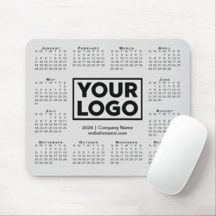 Modern 2026 Calendar Business Company Logo Gray Mouse Pad