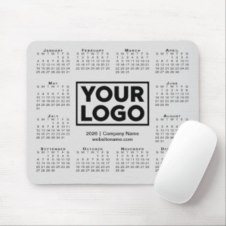 Modern 2026 Calendar Business Company Logo Gray Mouse Pad