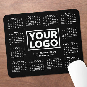 Modern 2026 Calendar Business Logo Black Mouse Pad