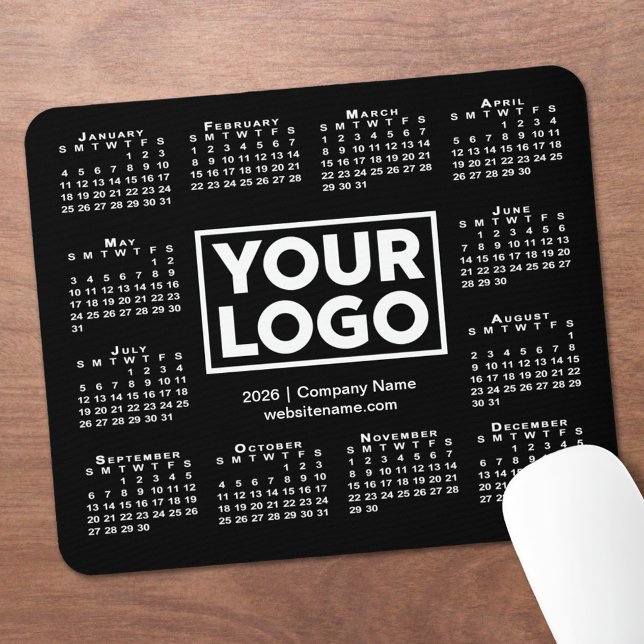 Modern 2026 Calendar Business Logo Black Mouse Pad (Modern 2026 Calendar Business Logo Black Mouse Pad, in situ)
