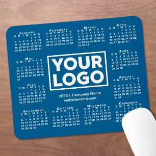 Modern 2026 Calendar Business Logo Blue Mouse Pad