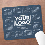 Modern 2026 Calendar Business Logo Navy Blue Mouse Pad<br><div class="desc">Modern 2026 calendar mouse pad features your company logo, name and business website in the middle surrounded by a white calendar on a navy blue background. Replace the sample logo, name, and text with your own in the sidebar. Your logo can be any shape. If you want the background color...</div>