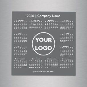 Modern 2026 Calendar Company Logo Dark Gray Magnet