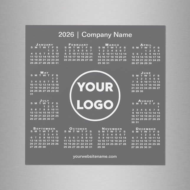 Modern 2026 Calendar Company Logo Dark Gray Magnet (Modern 2026 Calendar Company Logo Dark Gray Magnet, in situ)