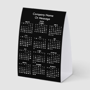 Modern 2026 Calendar Company Name Paper Table Tent