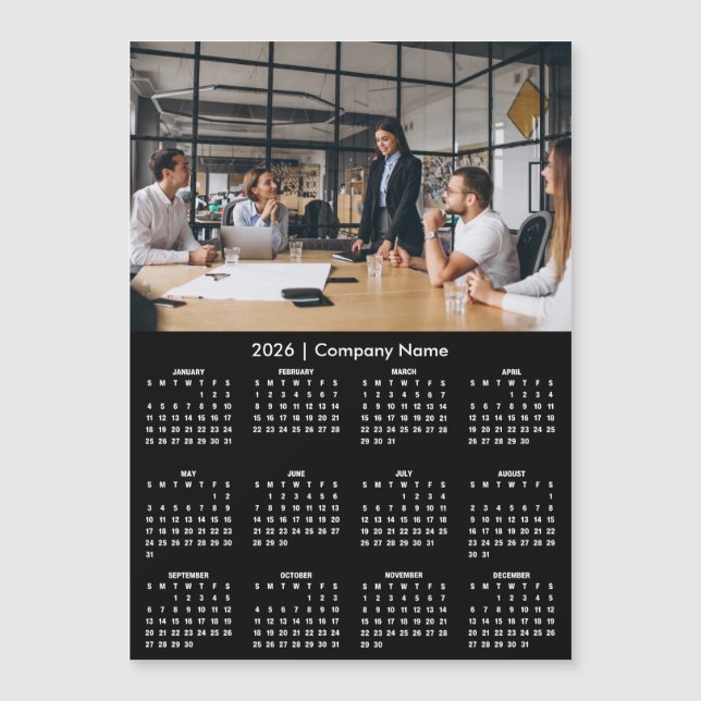 Modern 2026 Calendar Company Name Photo Magnet (Front)