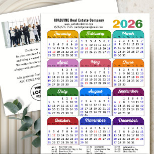 Modern 2026 Calendar Corporate Photo Logo Colorful Holiday Postcard