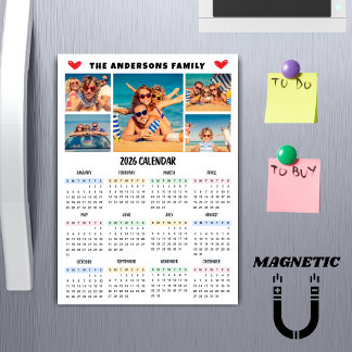 Modern 2026 Calendar Custom Photo Collage Magnet
