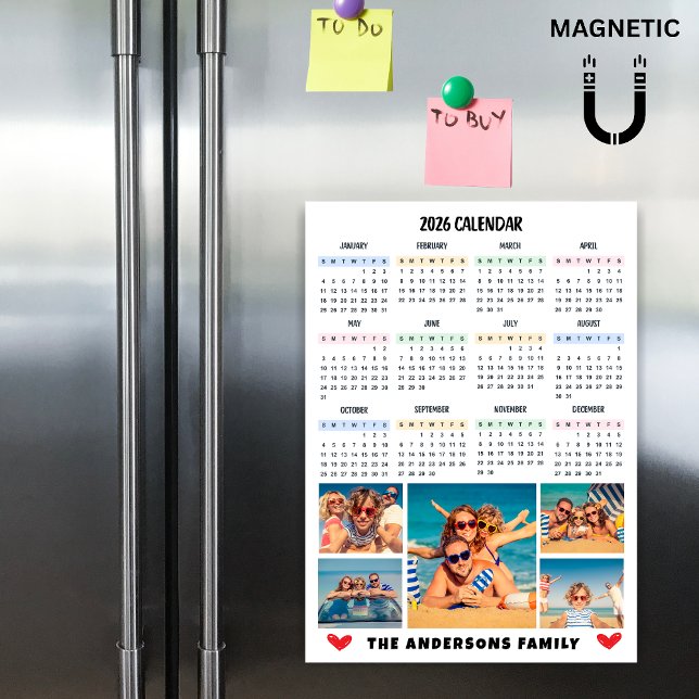 Modern 2026 Calendar Custom Photo Collage Magnet (Creator Uploaded)
