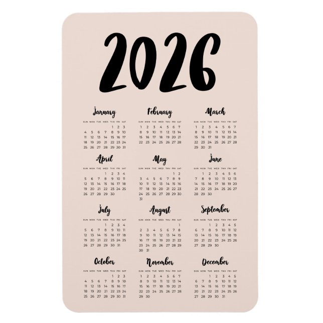 Modern 2026 calendar magnet (Vertical)