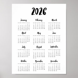 Modern 2026 calendar poster