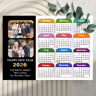 Modern 2026 Colorful Calendar 2 Photo Magnetic
