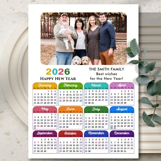 Modern 2026 Colorful Calendar Photo Magnetic (Creator Uploaded)