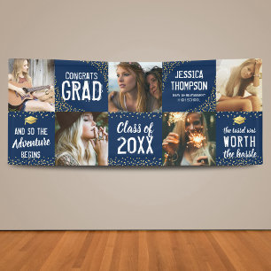 Modern 2026 Graduate Navy & Gold Photo Banner