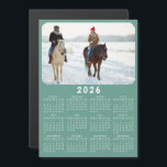 Modern 2026 Magnetic Photo Calendar Teal Green<br><div class="desc">This modern minimalist style 2026 magnetic calendar is easy to customize with a personal photo to create a unique keepsake for loved ones. Click the "Personalize" button and change the photo to get the result with the same stylish frame-look edges around the picture. This design in teal green and white...</div>