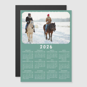 Modern 2026 Magnetic Photo Calendar Teal Green