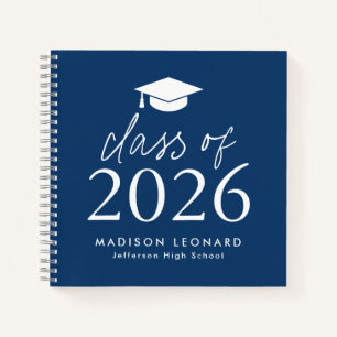 Modern 2026 Navy Photo Graduation Party Guest Book