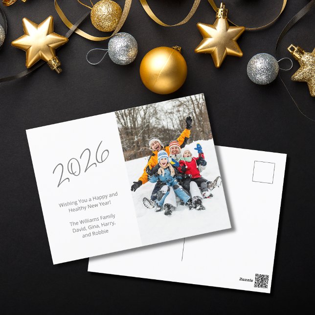 Modern 2026 New Year Family Photo      Holiday Postcard (Creator Uploaded)
