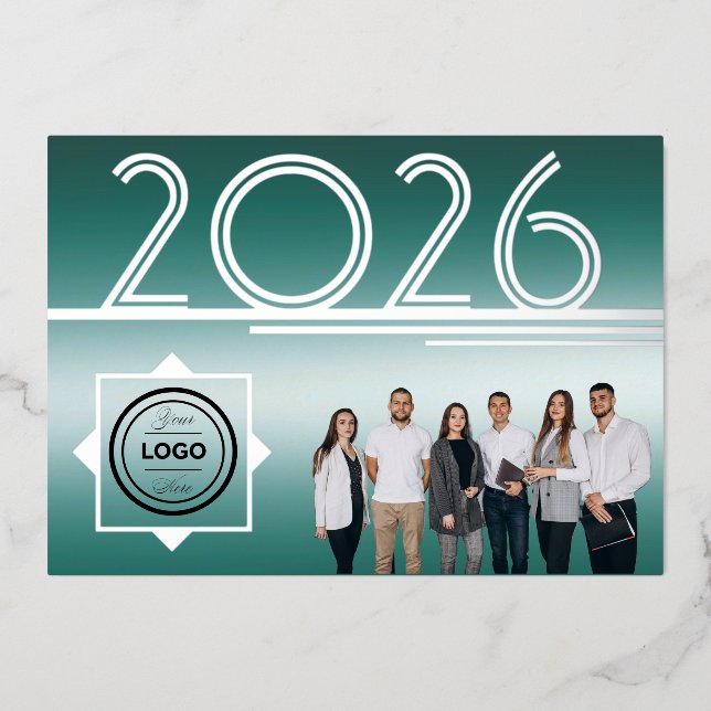 Modern 2026 New Year Logo Photo Greeting Card (Front)