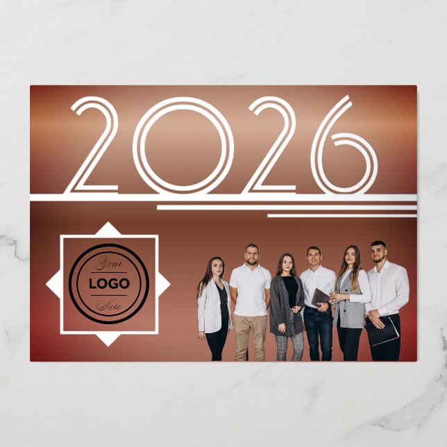 Modern 2026 New Year Logo Photo Greeting Card (Front)