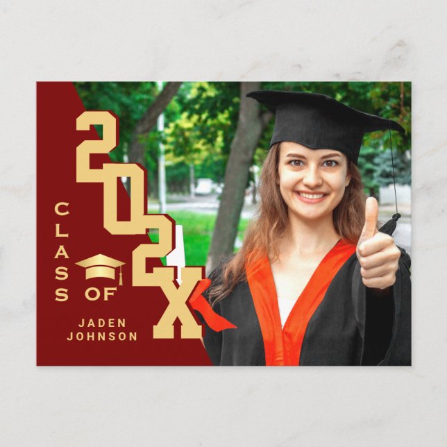 Modern 2026 PHOTO Grad Graduation Party Invitation Postcard (Front)