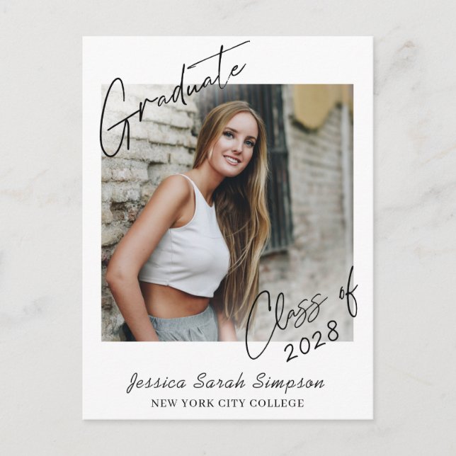 Modern 2026 PHOTO Graduation Party Invitation Grad Postcard (Front)