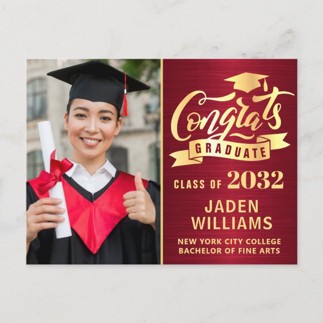 Modern 2026 PHOTO Graduation Party Invitation Postcard (Front)