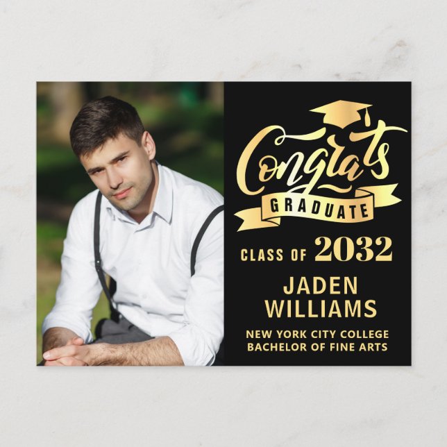 Modern 2026 PHOTO Graduation Party Invitation Postcard (Front)