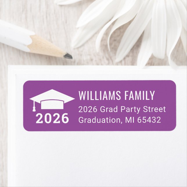 Modern 2026 Purple Graduation Return Address label (Insitu)
