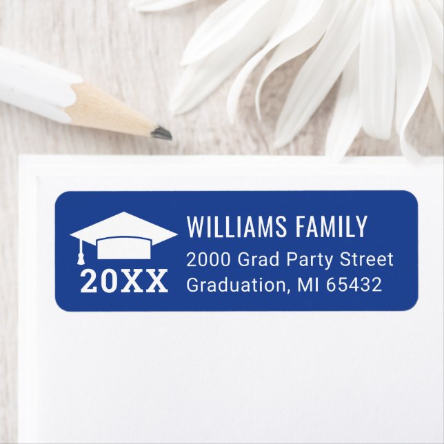 Modern 2026 Royal Blue Graduation Return Address Label (Insitu)