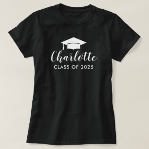 Modern 2026 White Script Name Photo Graduation T-Shirt