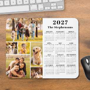Modern 2027 Calendar 6 Photo Collage Personalized Mouse Pad