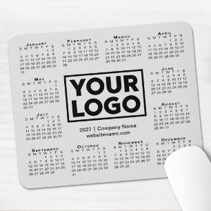 Modern 2027 Calendar Business Company Logo Gray Mouse Pad