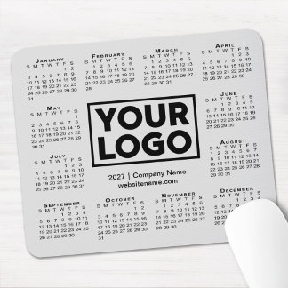 Modern 2027 Calendar Business Company Logo Gray Mouse Pad