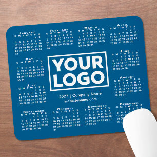 Modern 2027 Calendar Business Logo Blue Mouse Pad
