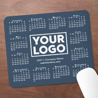 Modern 2027 Calendar Business Logo Navy Blue Mouse Pad