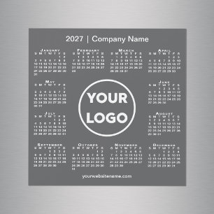 Modern 2027 Calendar Company Logo Dark Gray Magnet