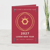 Modern 2027 Lunar New Year Joy Prosperity Card