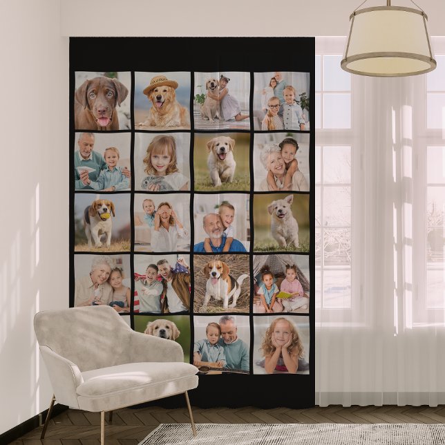 Modern 20 Photo Collage Simple Family Pattern Blackout Curtains (Creator Uploaded)