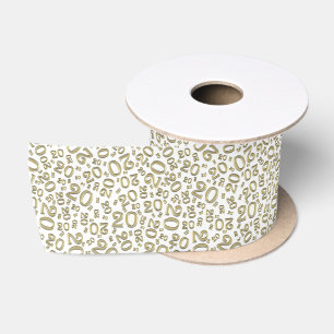 Modern 20th Birthday Number Pattern Gold/White Satin Ribbon