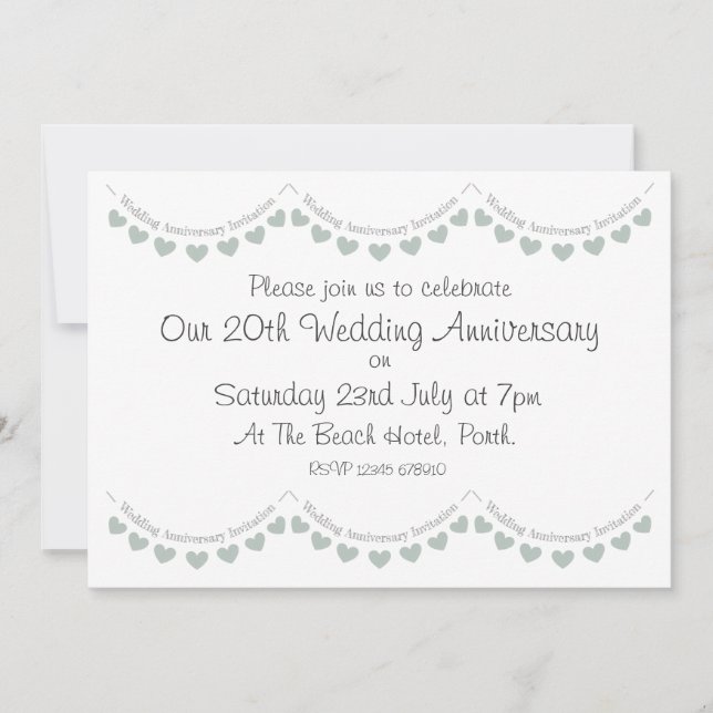 Modern 20th China Wedding Anniversary Invitation (Front)