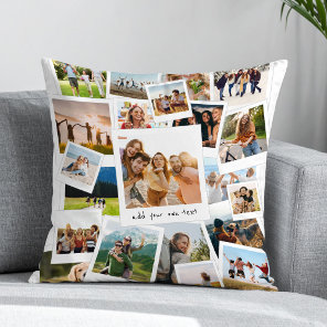 Modern 21 Picture Scrapbook Photo Collage Throw Pillow