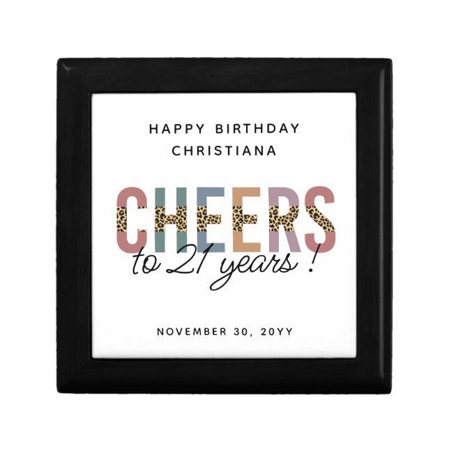 Modern 21st Birthday Elegant Custom Gift Box (Front)